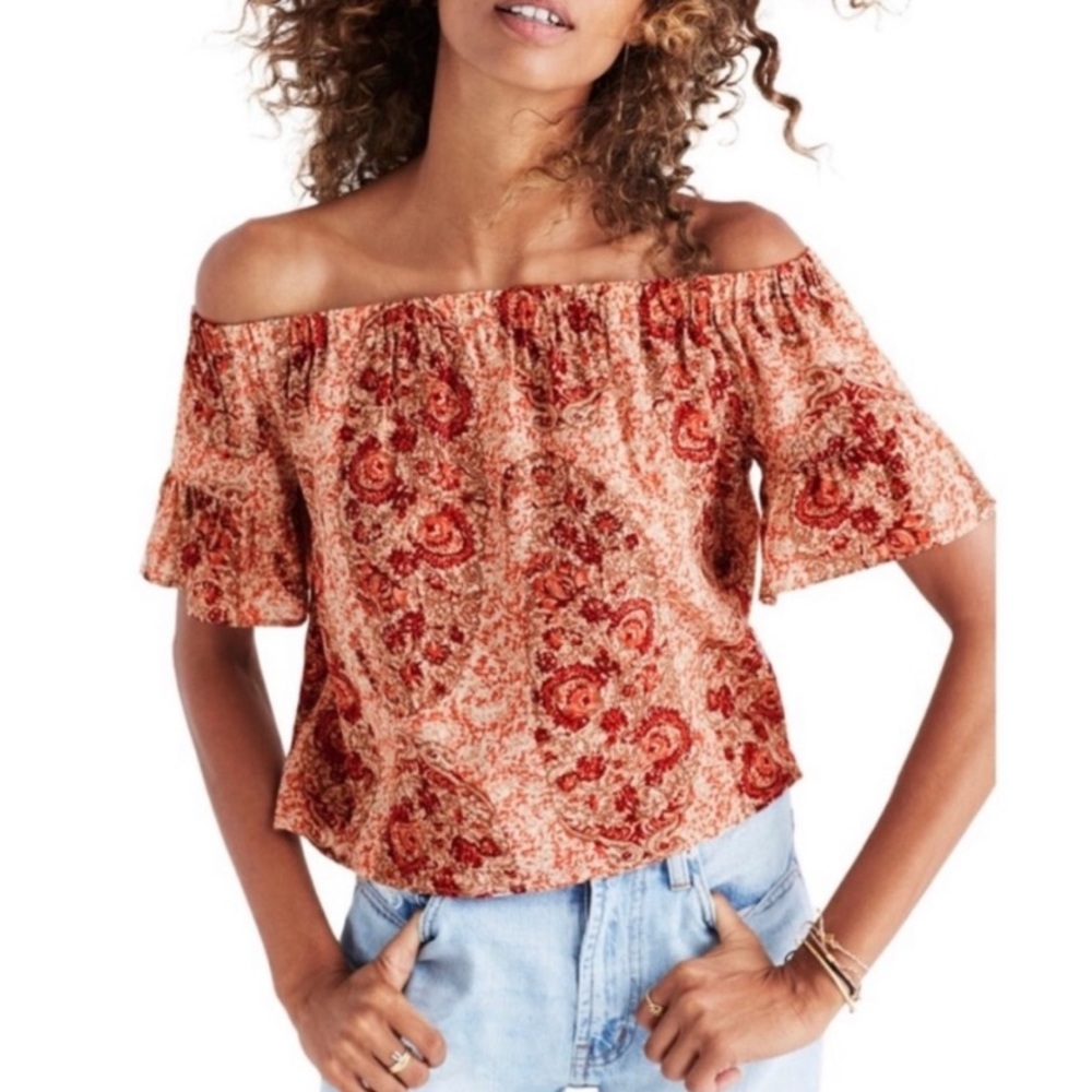 Madewell off-the-shoulder crop top size XS
